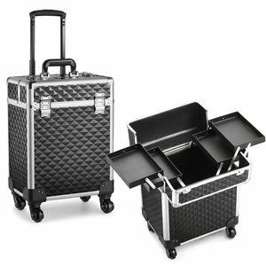 Textured Rolling Makeup Case - Black
