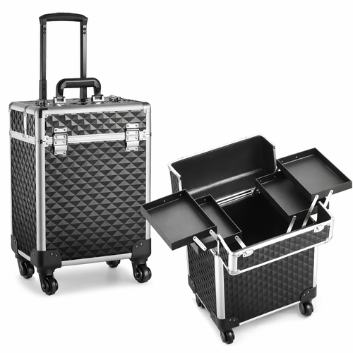 Textured Rolling Makeup Case - Black