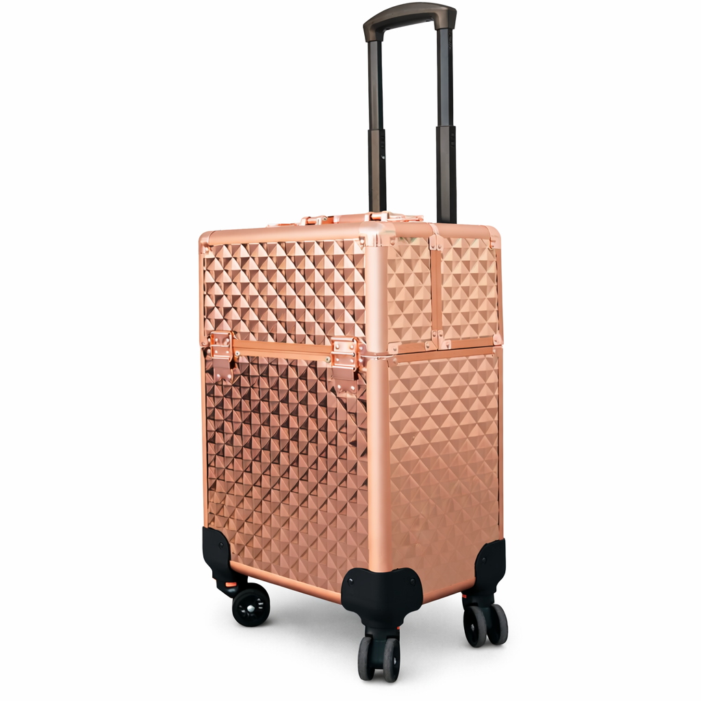 Textured Rolling Makeup Case - Rose Gold