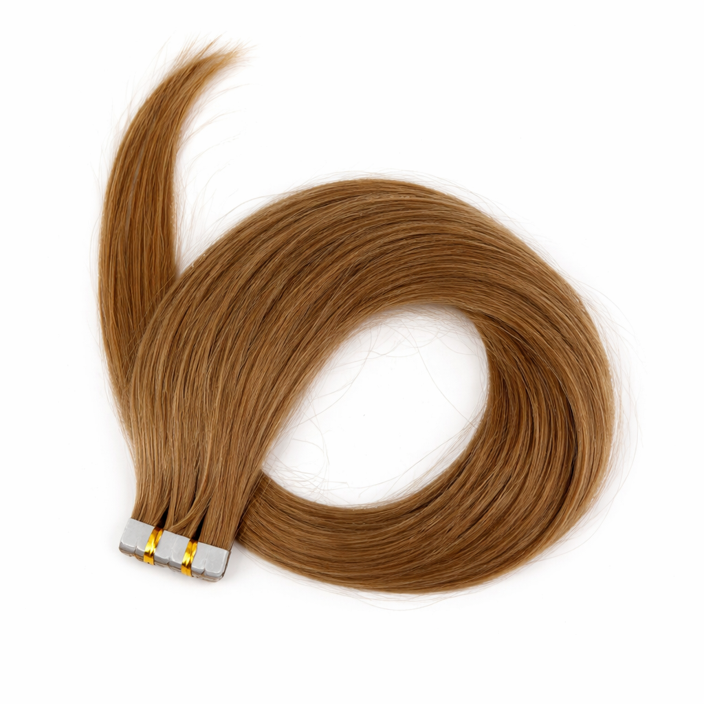10 Double Tape-In Human Hair Extensions - Warm Light Brown