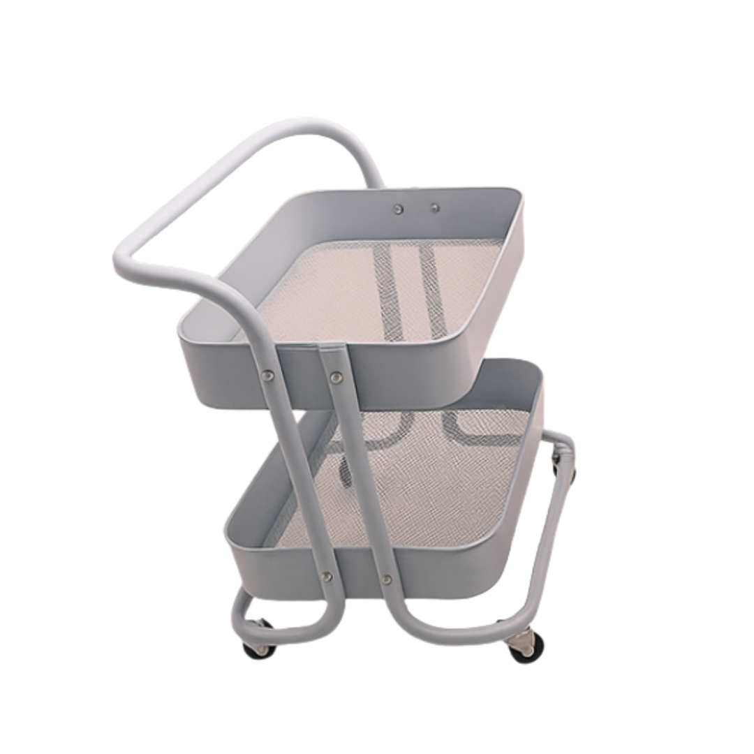 2-Tier Metal Trolley - White