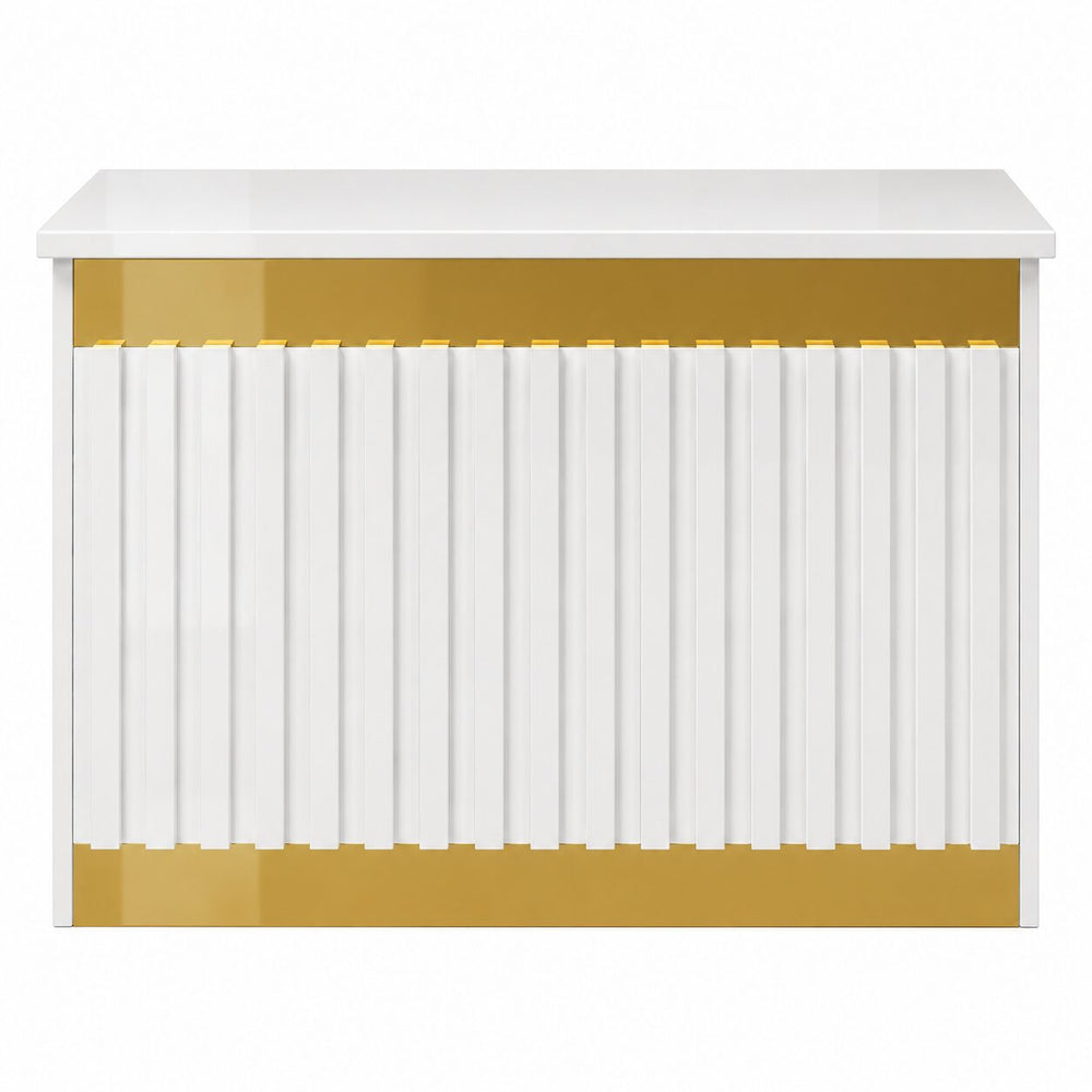 White & Gold Fluted Reception Desk