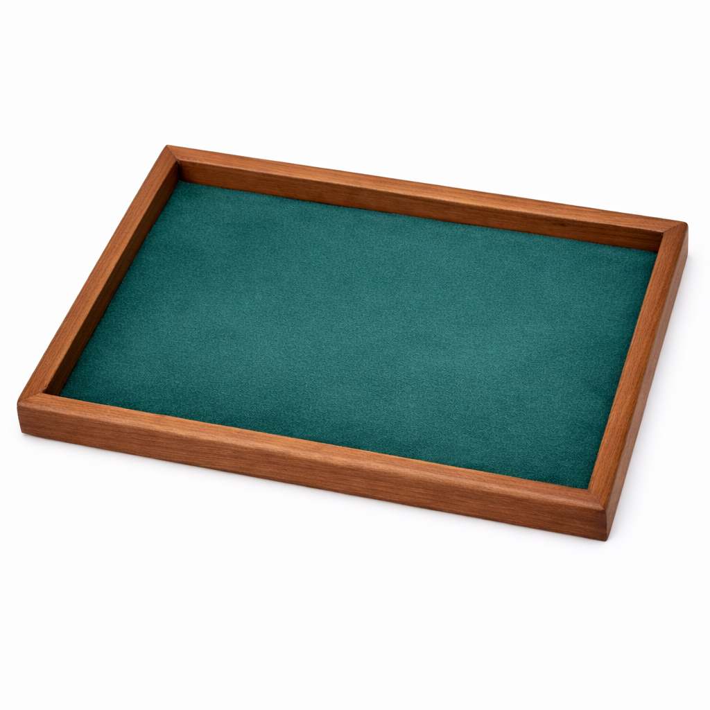 Wooden Velvet Jewelry Display Tray