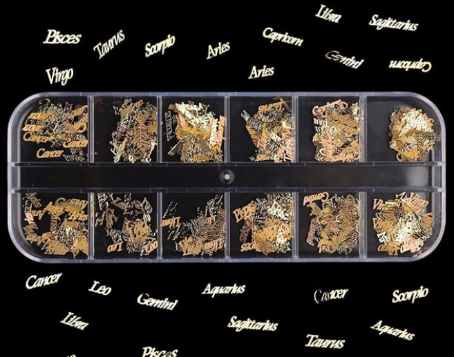Zodiac Nail Art Letter Flakes Box